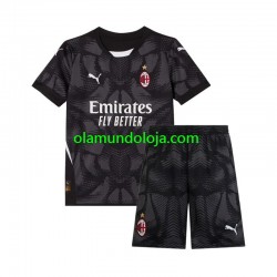 Camisola AC Milan Guarda-redes Criança Equipamento Primeiro 2024-2025 Manga Curta